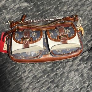 Dooney & Bourke Blue and Brown Shoulder Bag